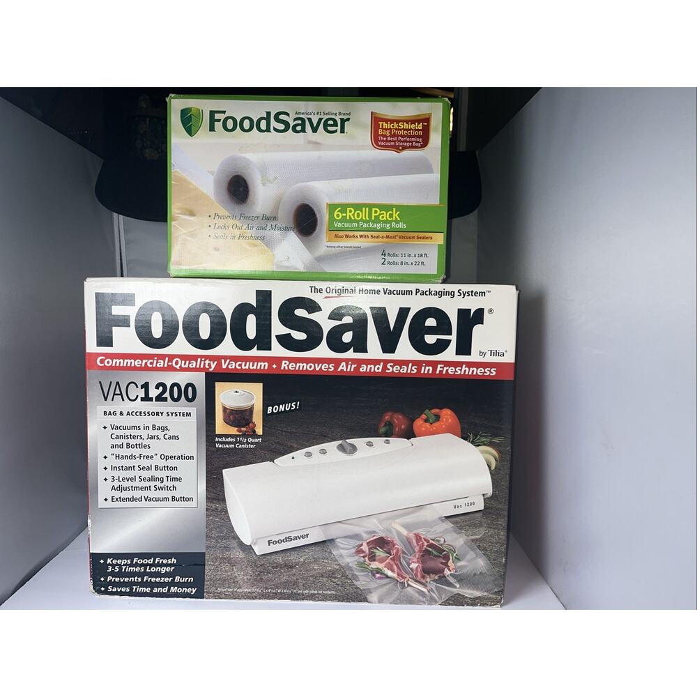 Food Saver by Tilia #VAC1050 = Bonus 1.5 Quart Food Saver Canister + 6 Rolls - Picture 1 of 7